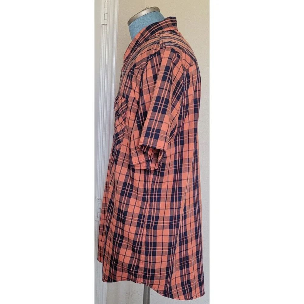 True Religion Men's Short Sleeve‎ Shirt Orange/Black Snap Button Sz 2XL/2TG
